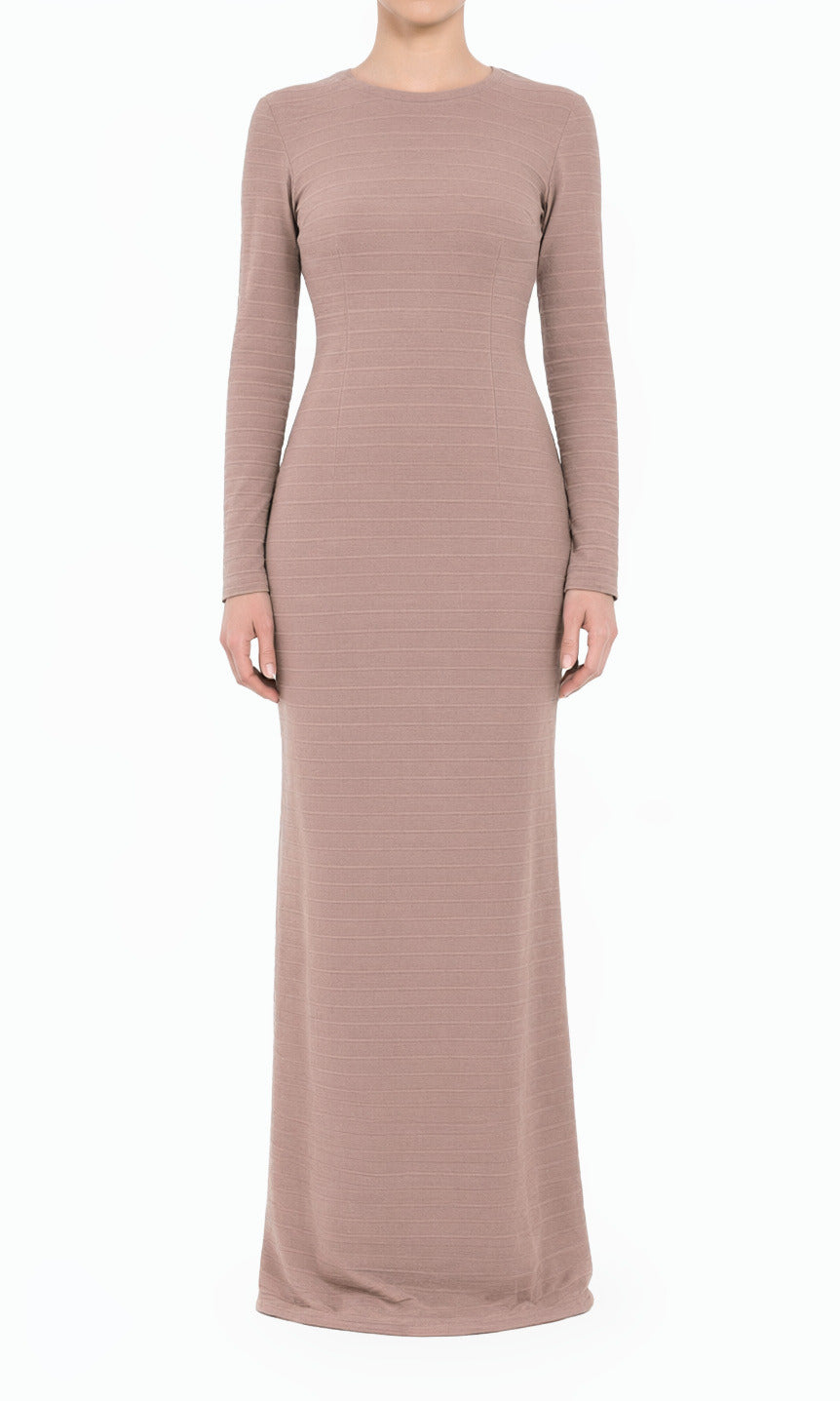 Muave Bodycon Long Sleeve Modest Maxi Dress