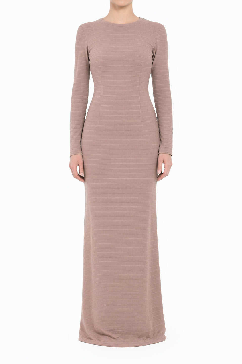 Muave Bodycon Long Sleeve Modest Maxi Dress