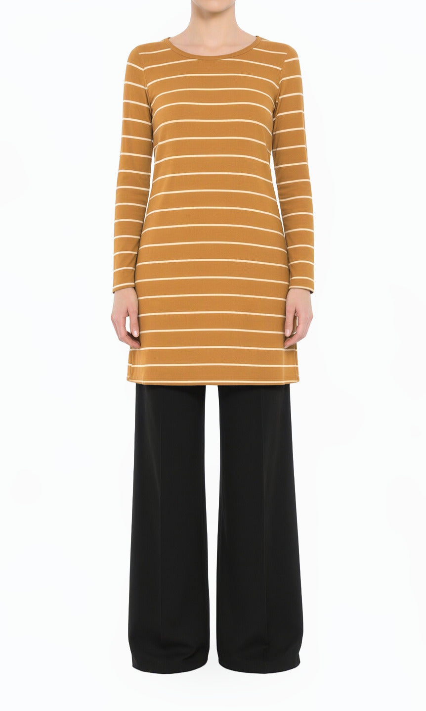 Mustard Cotton-striped midi top