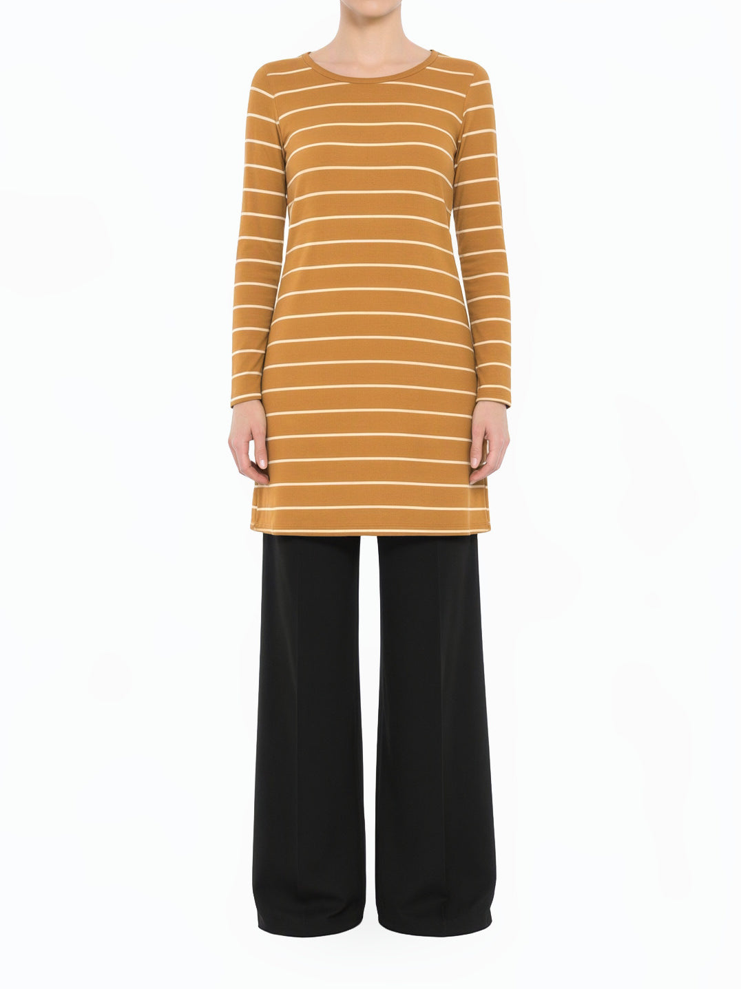 Mustard Cotton-striped midi top