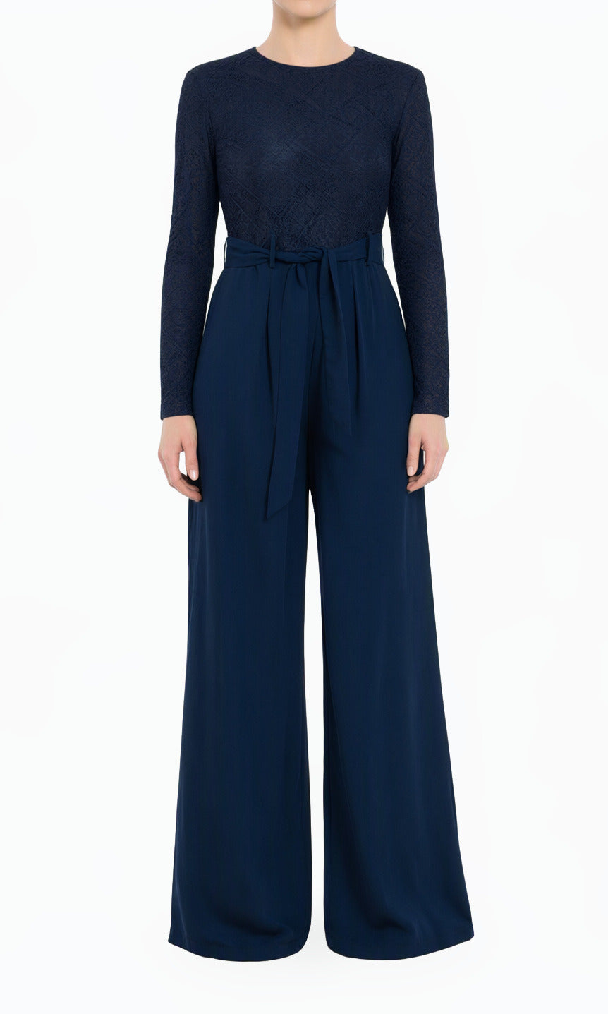 Navy Blue SHOW STOPPER lace detail jumpsuit