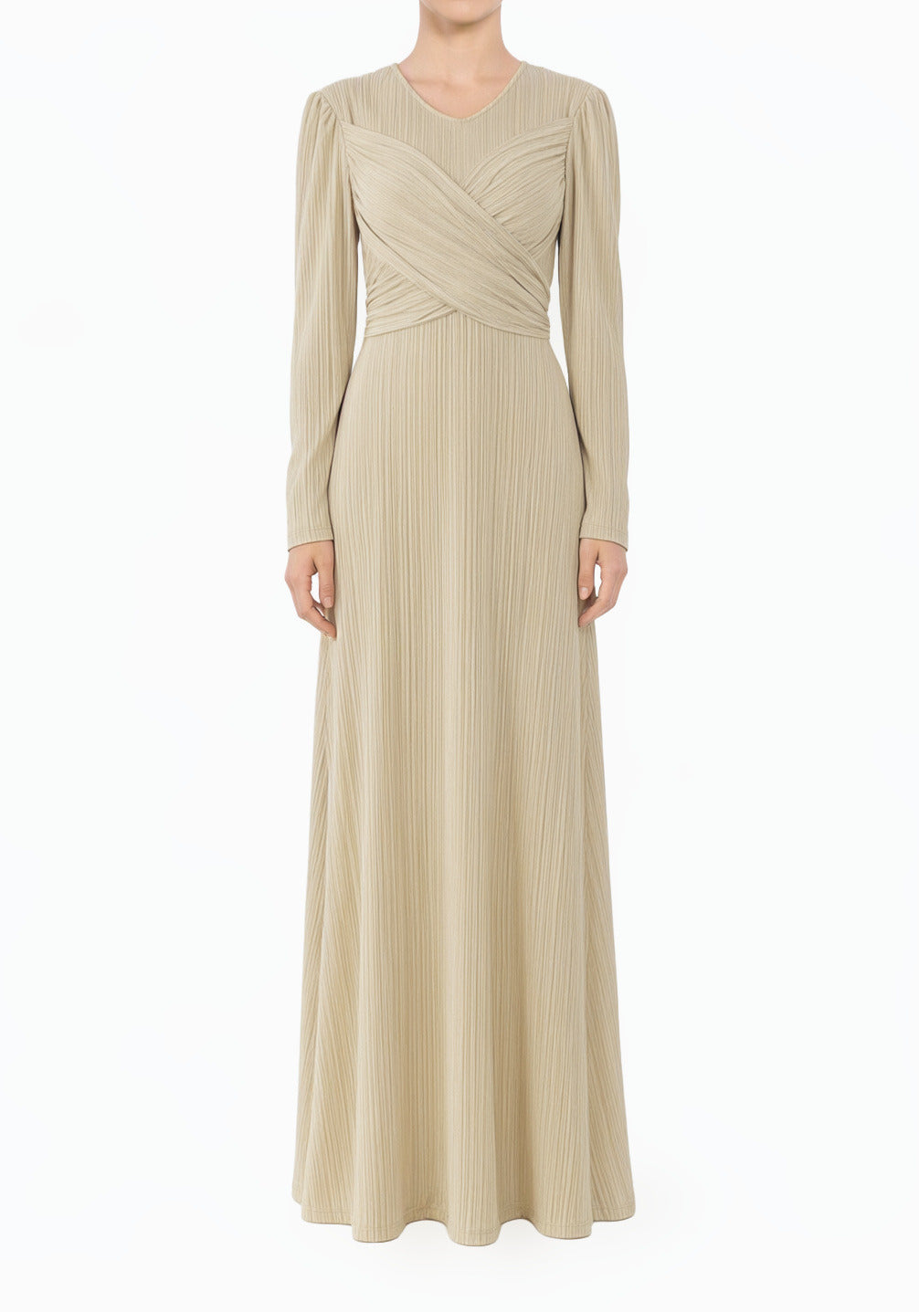 Oatmeal Ma Chérie Ribbed Modest Maxi Dress
