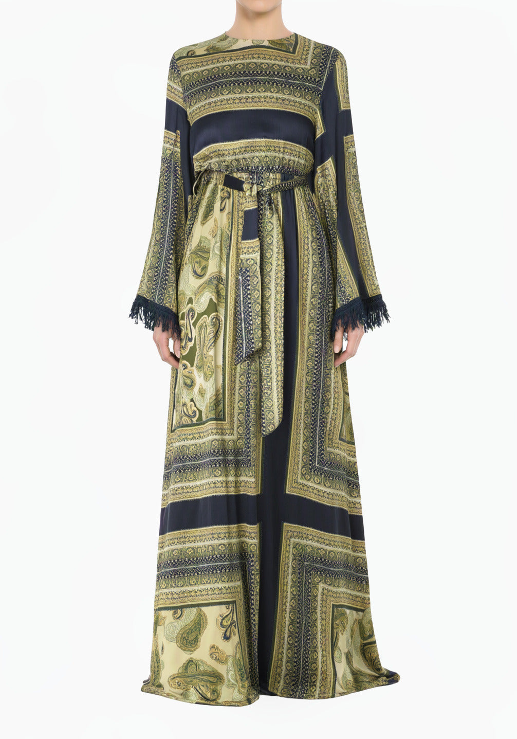 Olive Tassle Paisley Modest Maxi 👗