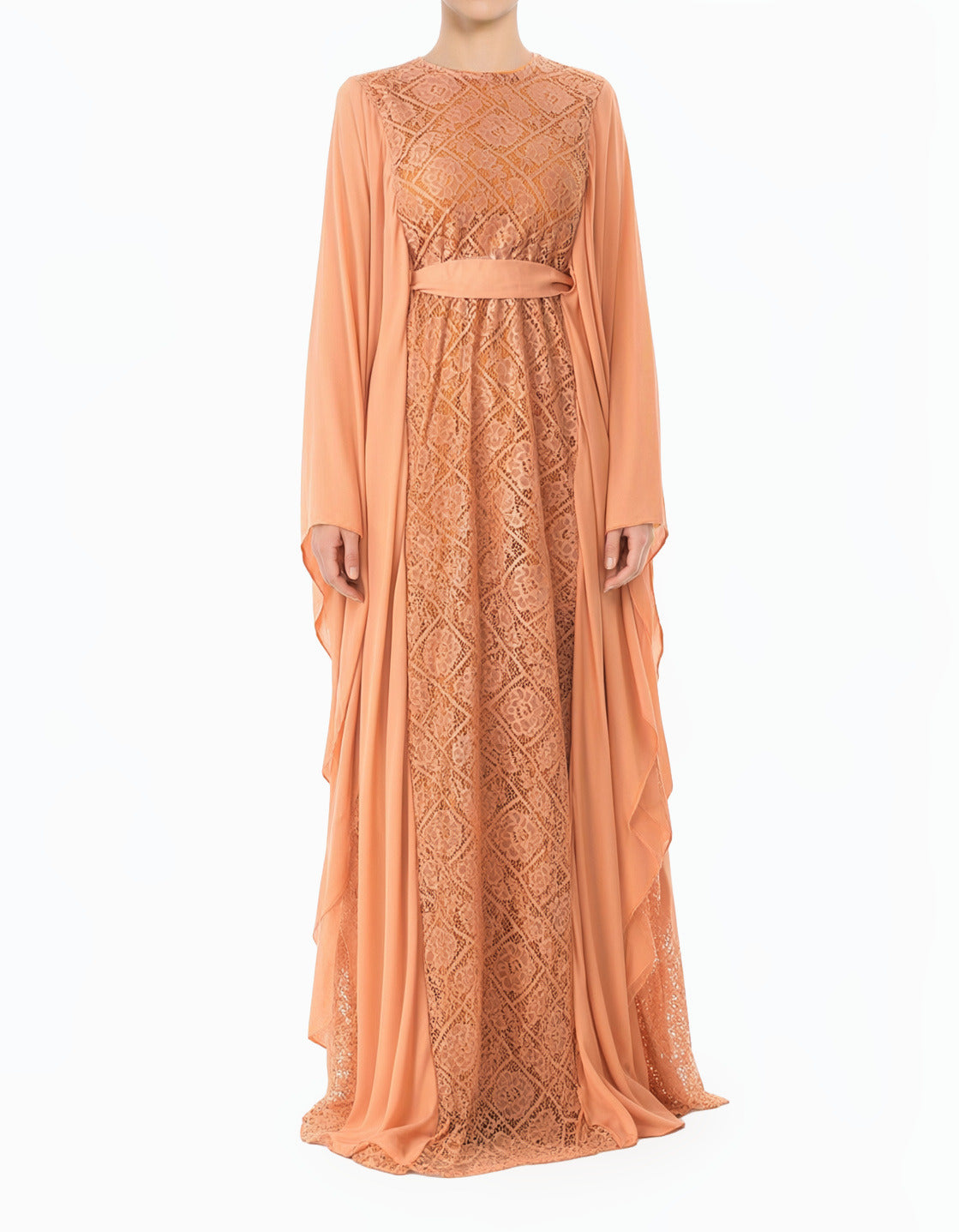 Peach Blush Salina butterfly Chiffon abaya