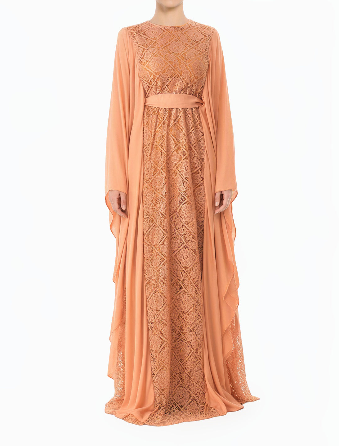 Peach Blush Salina butterfly Chiffon abaya