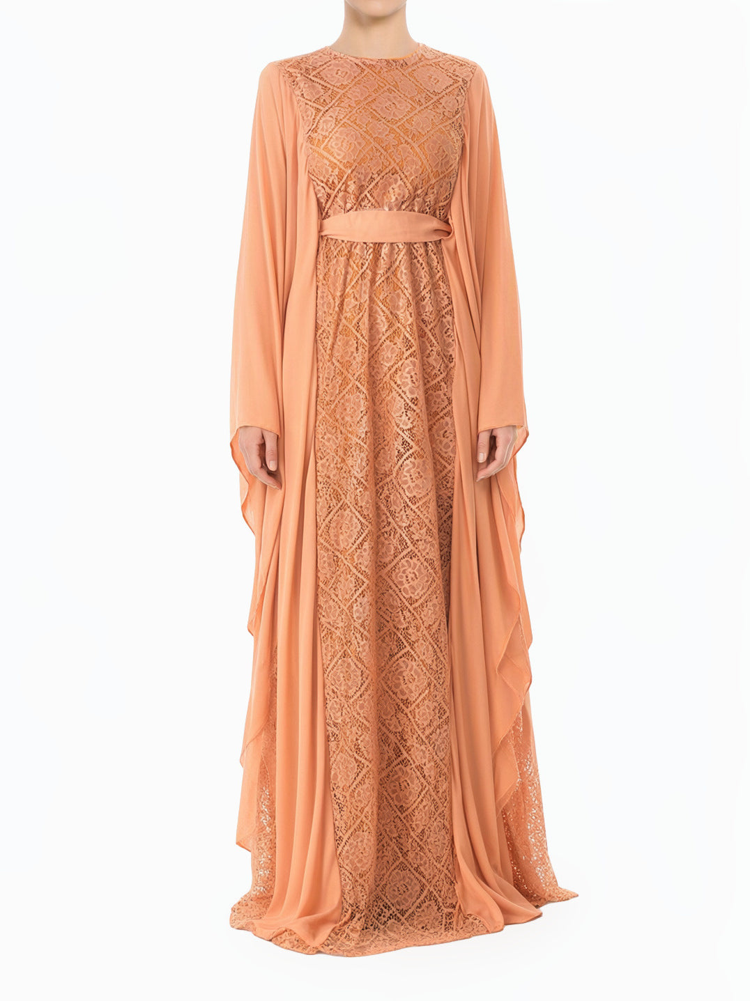 Peach Blush Salina butterfly Chiffon abaya