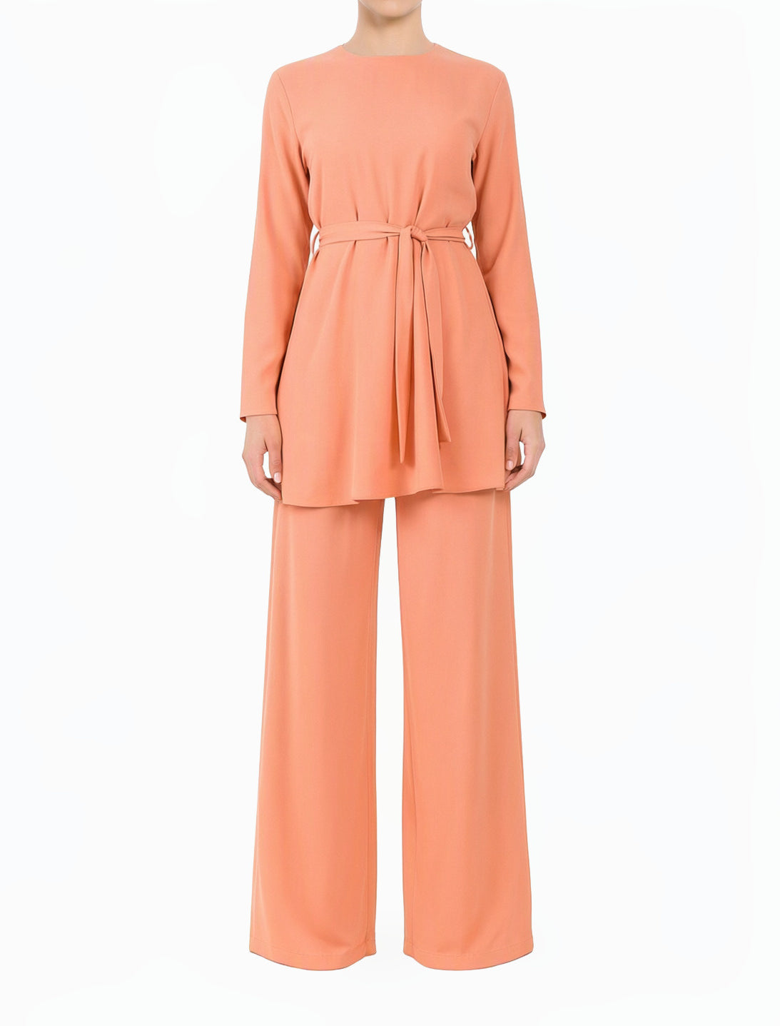 Peach Blush Solid Modest Matching set
