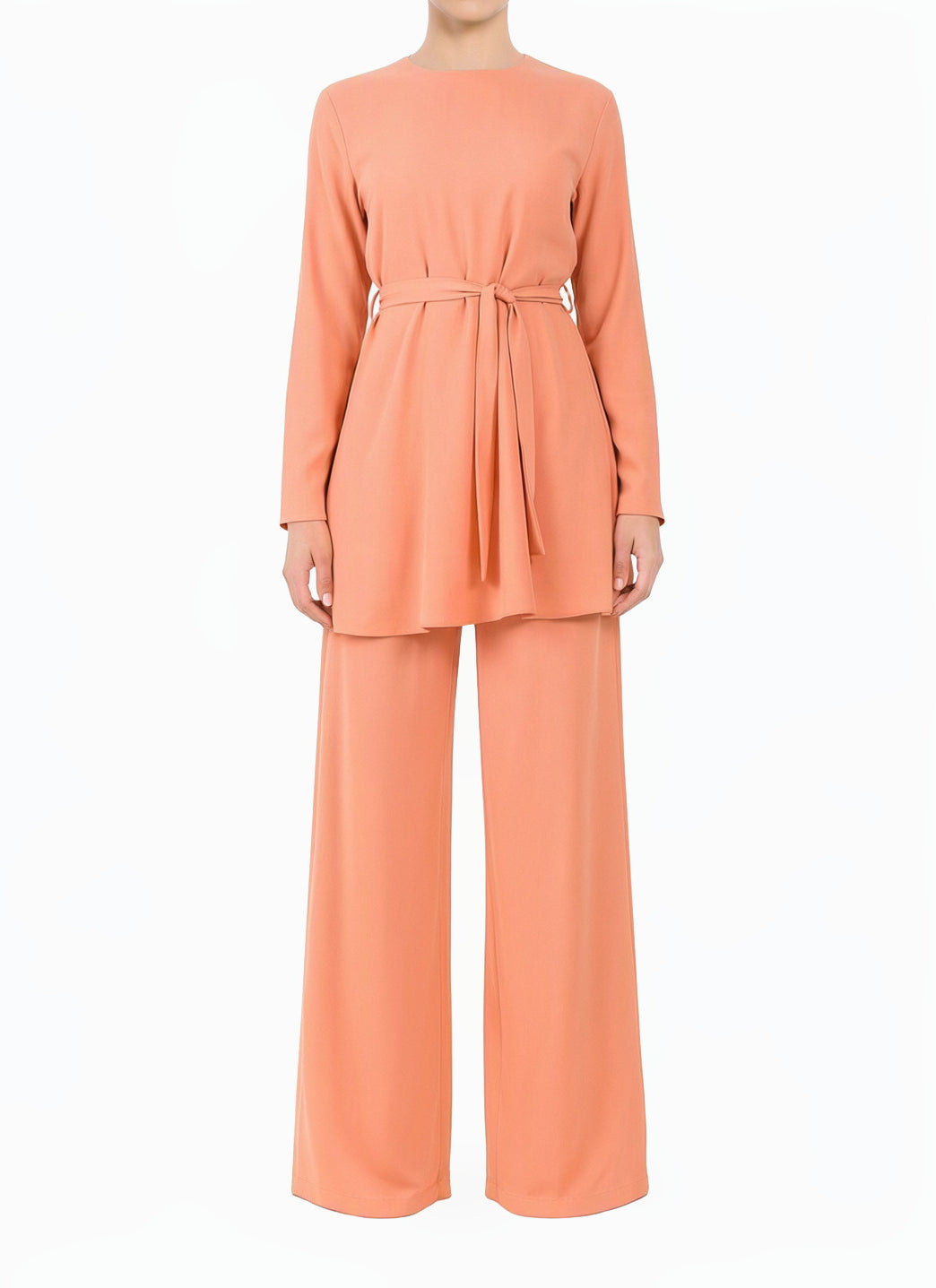 Peach Blush Solid Modest Matching set