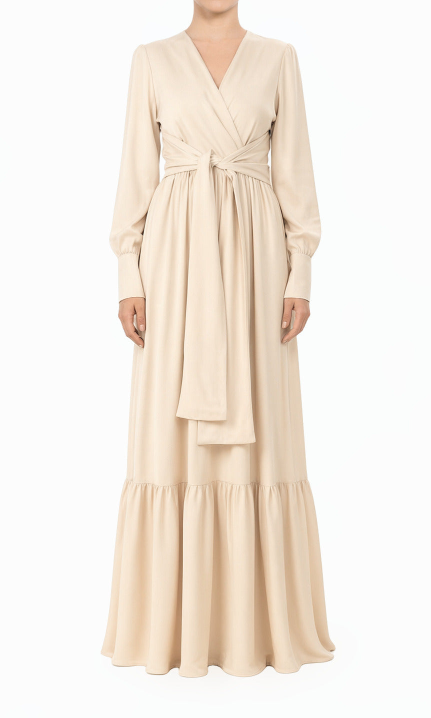 Pearl Dancing With You pretty satin Long sleeve Maxi dress