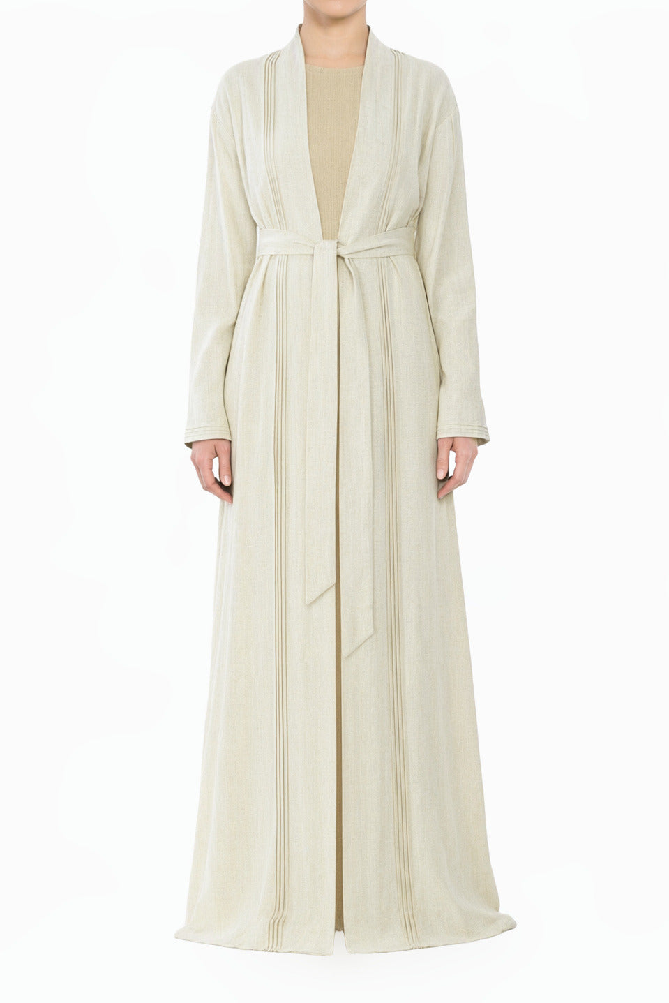 Ivory Pretty Linen cardigan abaya