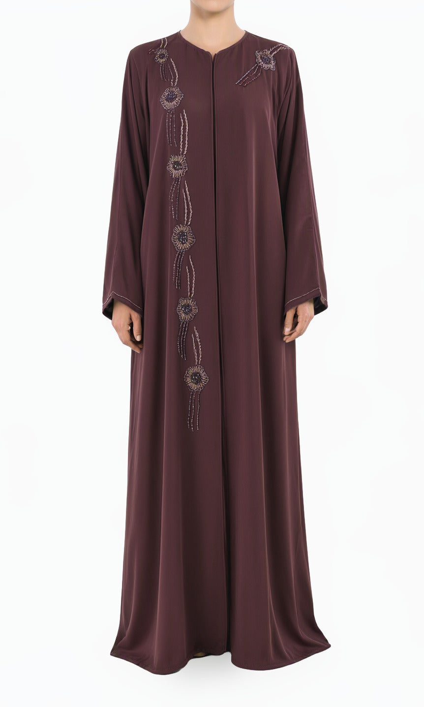 Deep plum Dubai abaya set