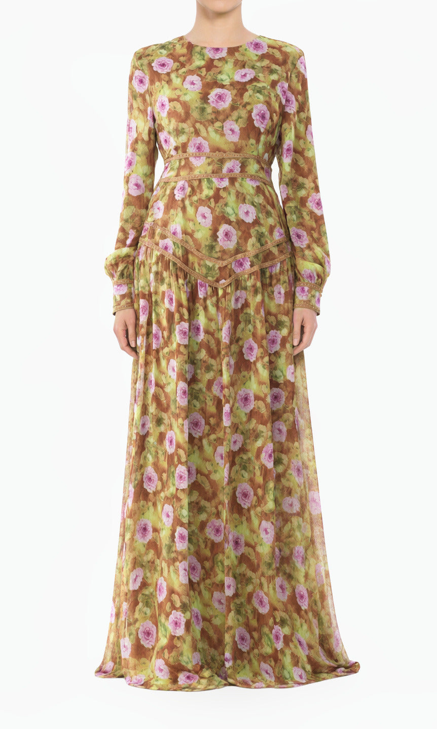 Rana Peony Chiffon Shimmer Modest Dress