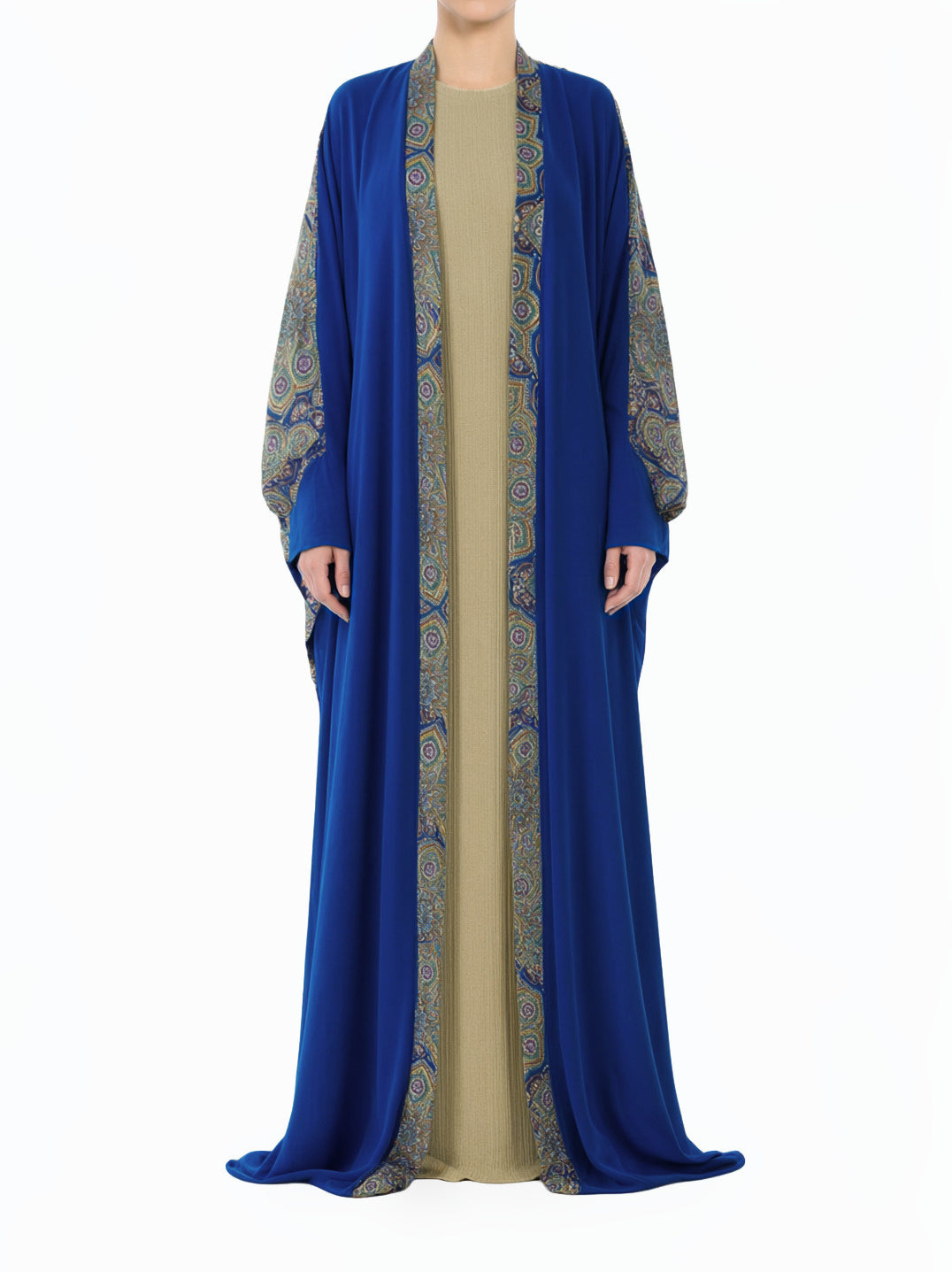 Royal Blue Abaya set Moroccan print
