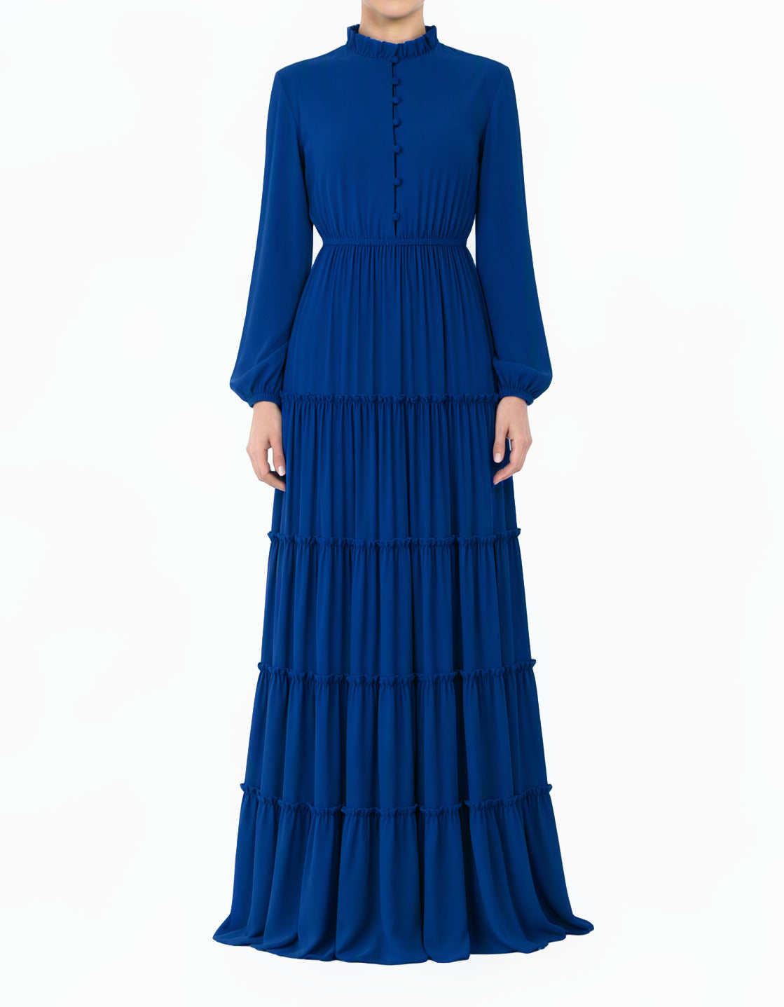 Royal Blue Anitta Tiered Chiffon Modest Maxi Dress