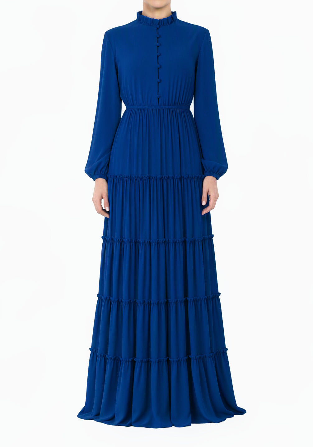 Royal Blue Anitta Tiered Chiffon Modest Maxi Dress