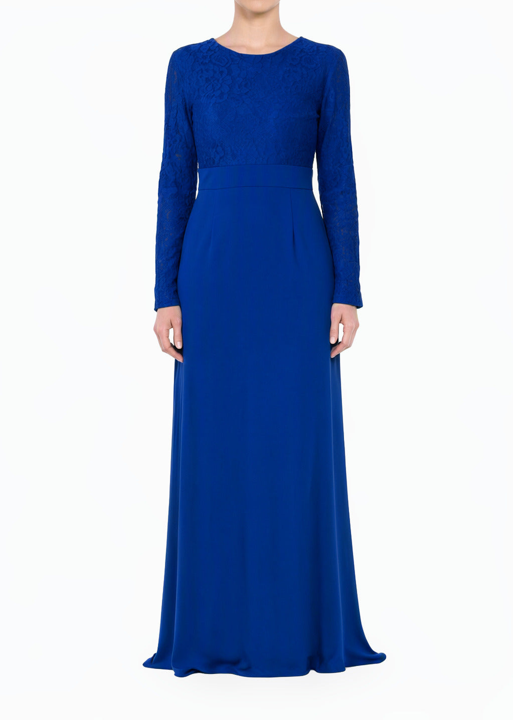 Royal Blue Bow-Tie Fetching Modest Maxi Dress