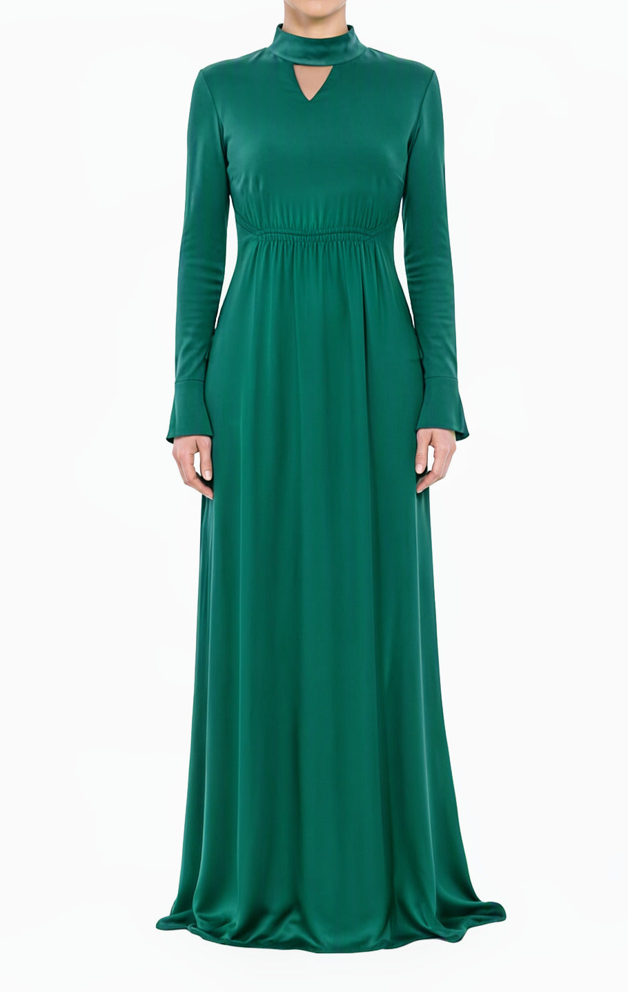 Royal Green Satin dreamy romance modest maxi dress