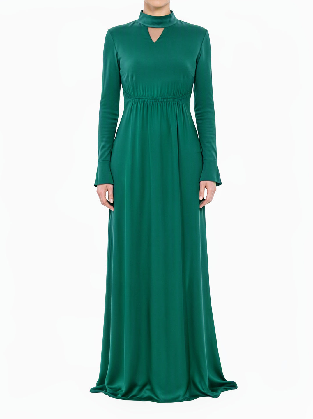 Royal Green Satin dreamy romance modest maxi dress