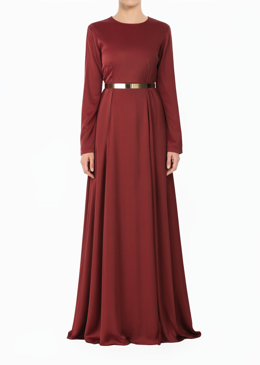 Maroon Take Me for a Dance Satin Modest Maxi Dress