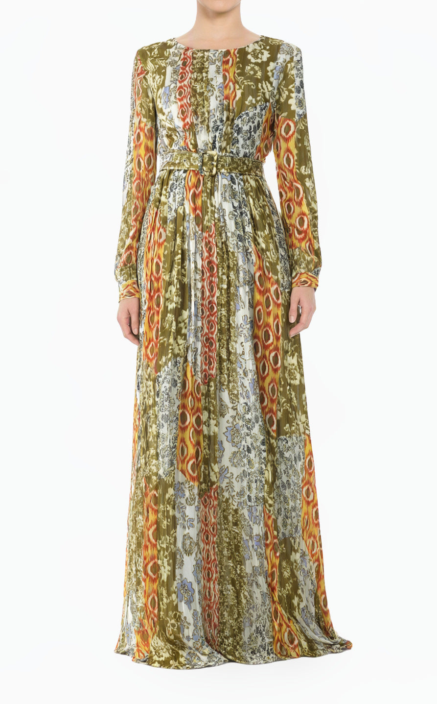 Safiyah print silk chiffon shimmer maxi dress
