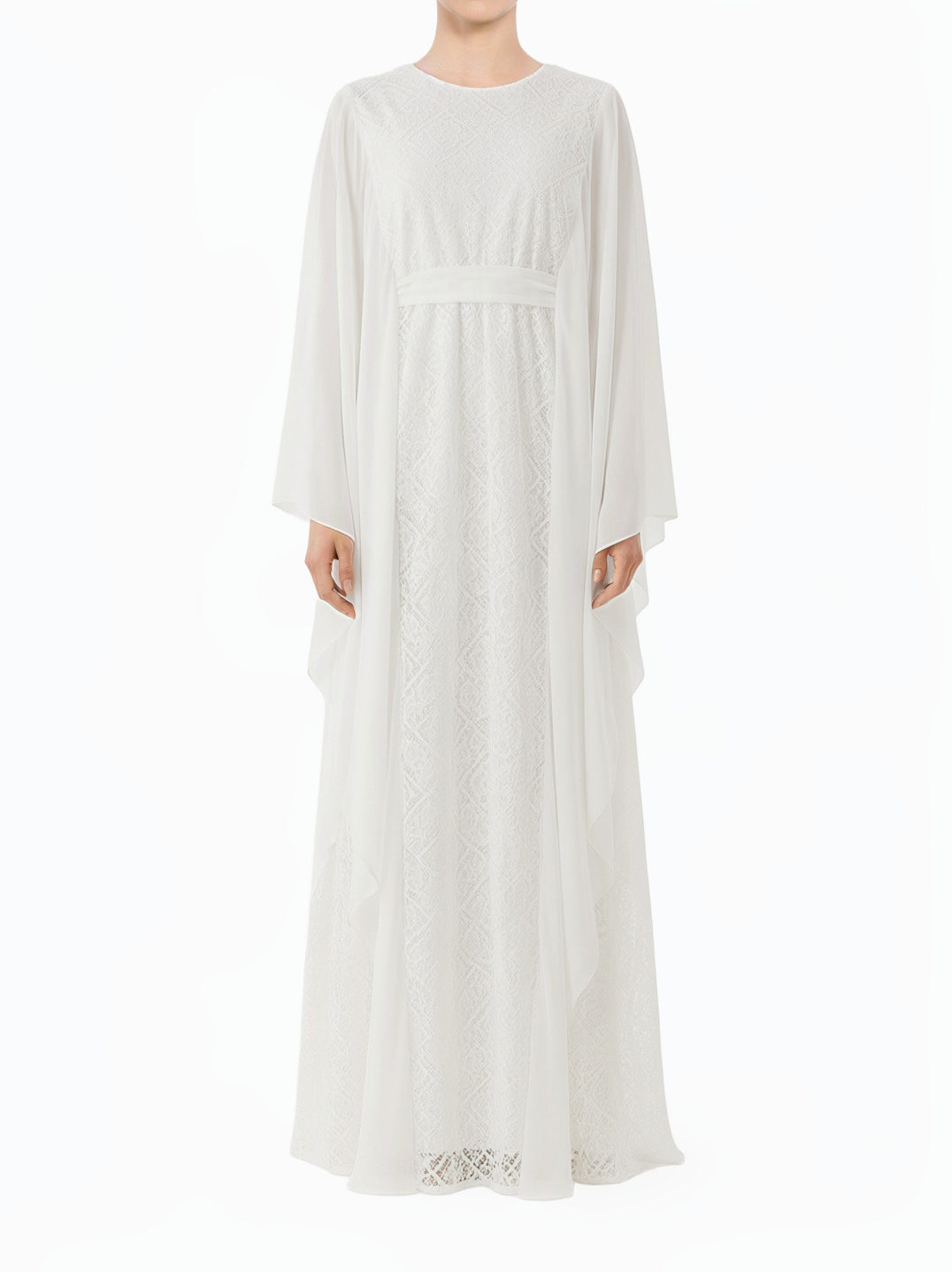 White Salina butterfly Chiffon abaya