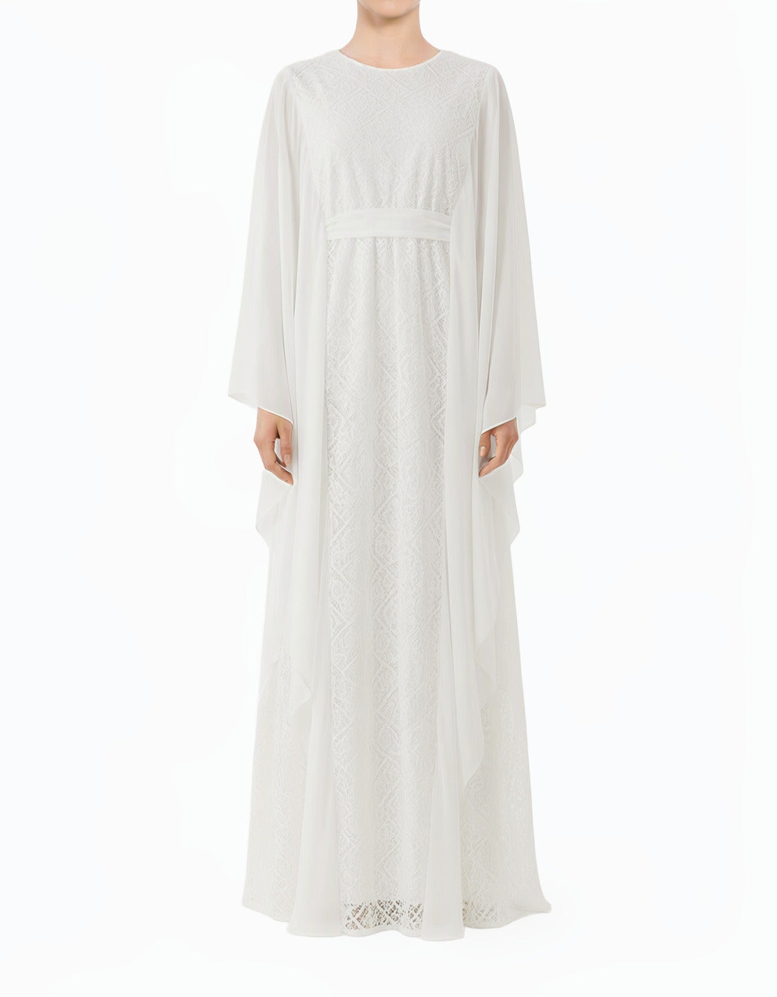 White Salina butterfly Chiffon abaya