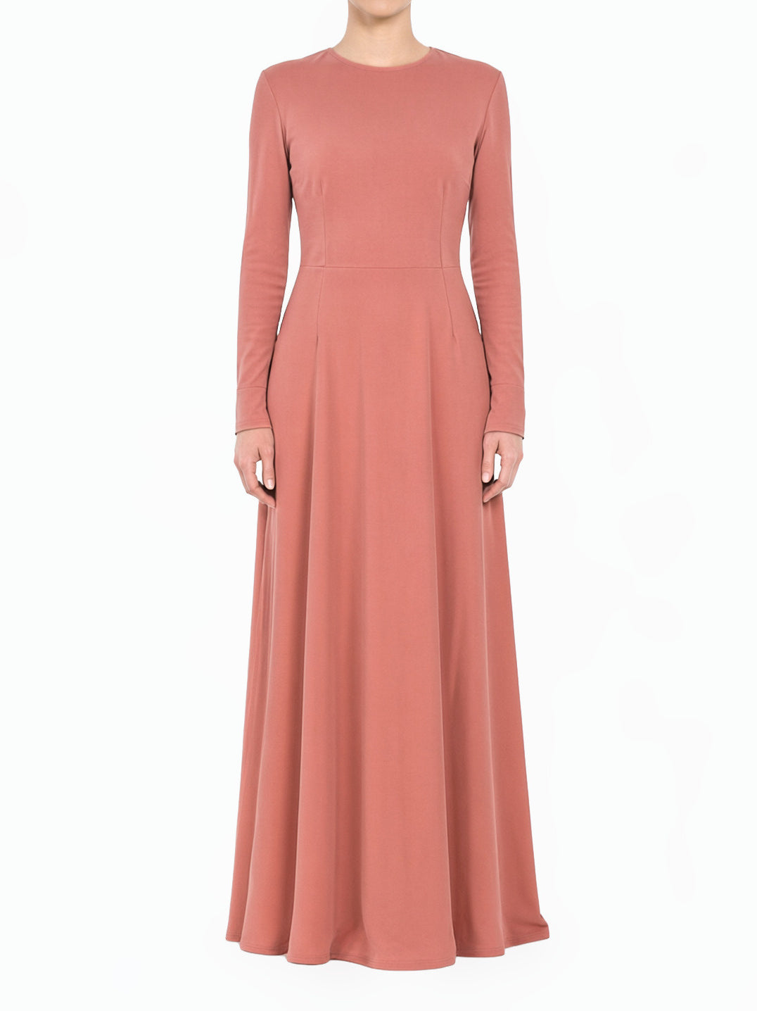 Salmon A-Line Modest Maxi Dress