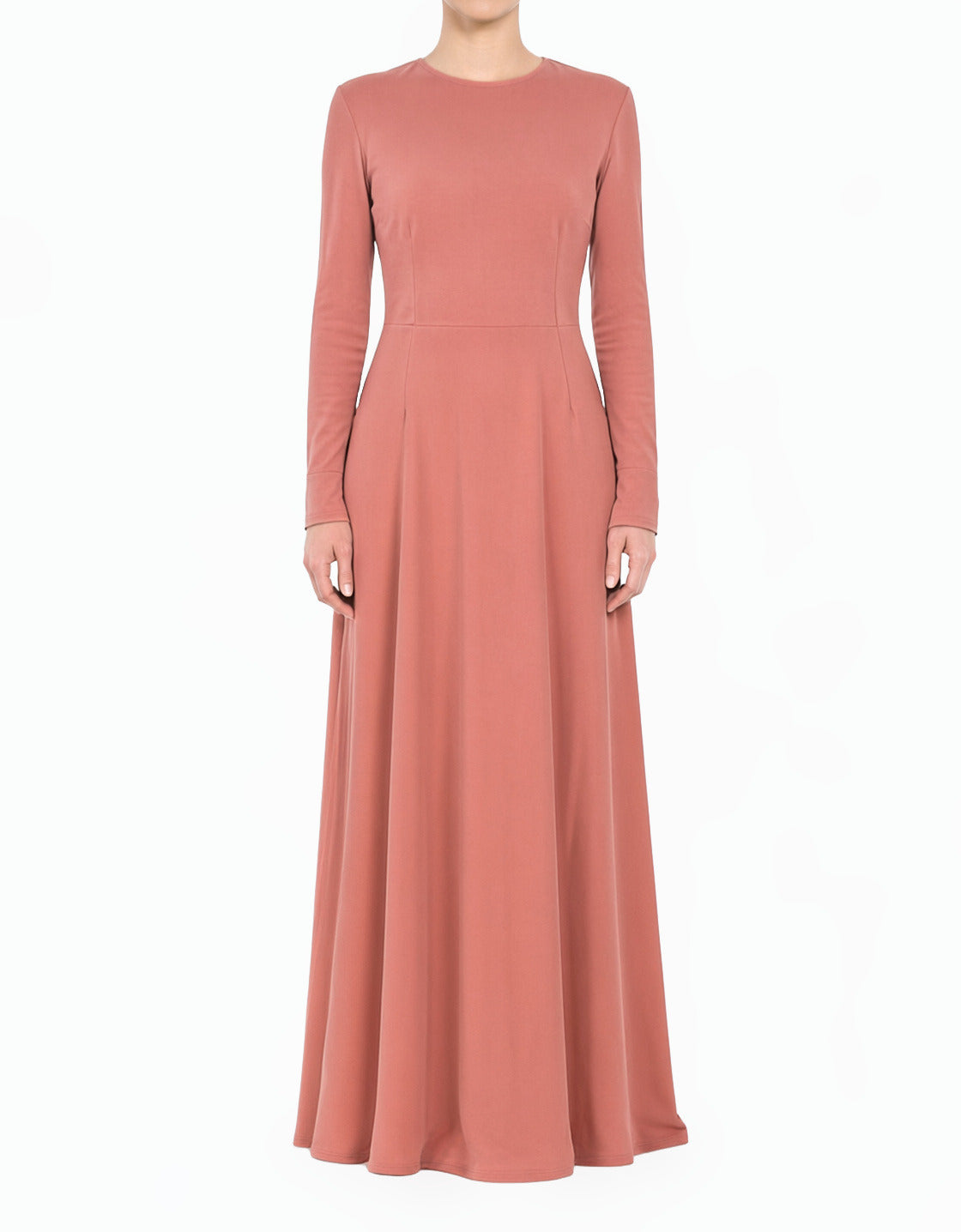 Salmon A-Line Modest Maxi Dress