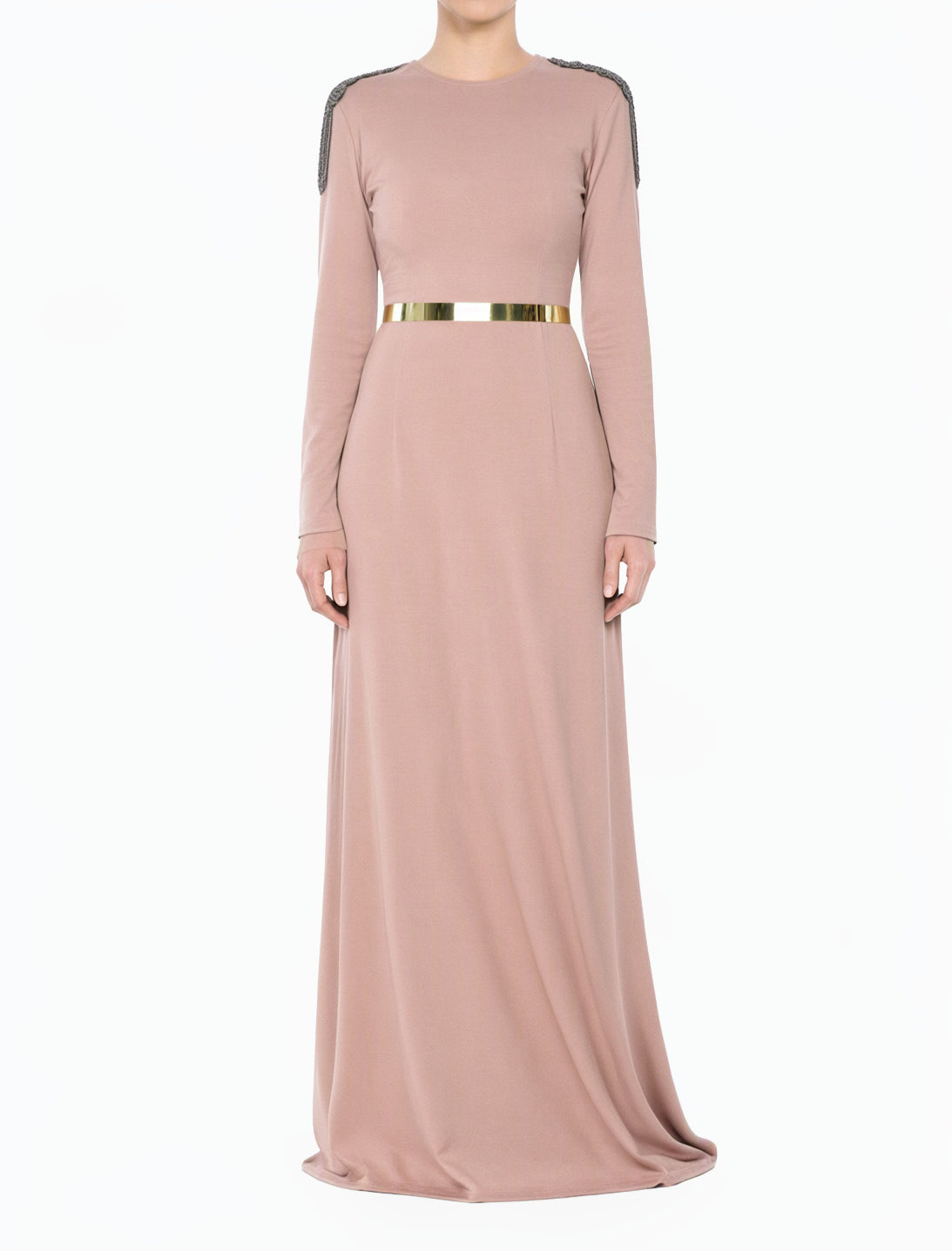 Mauve Shoulder Chains Modest Dress