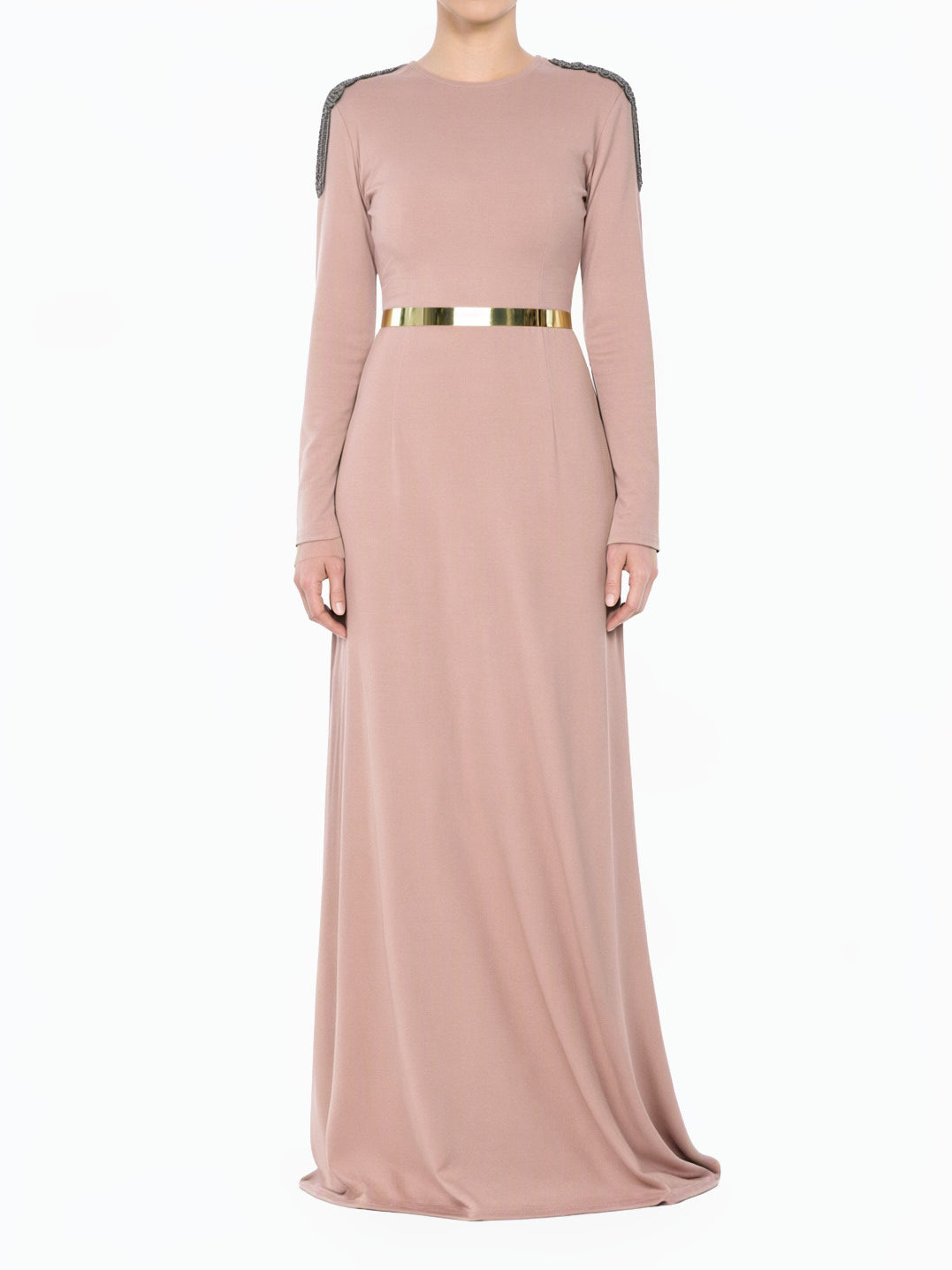 Mauve Shoulder Chains Modest Dress