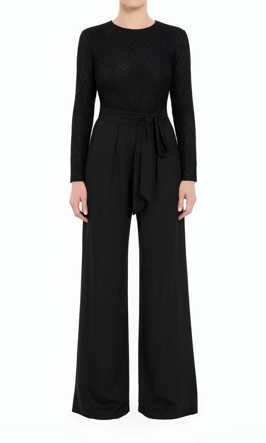 Black SHOW STOPPER lace detail jumpsuit