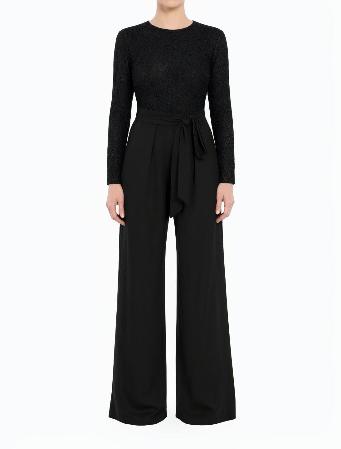 Black SHOW STOPPER lace detail jumpsuit