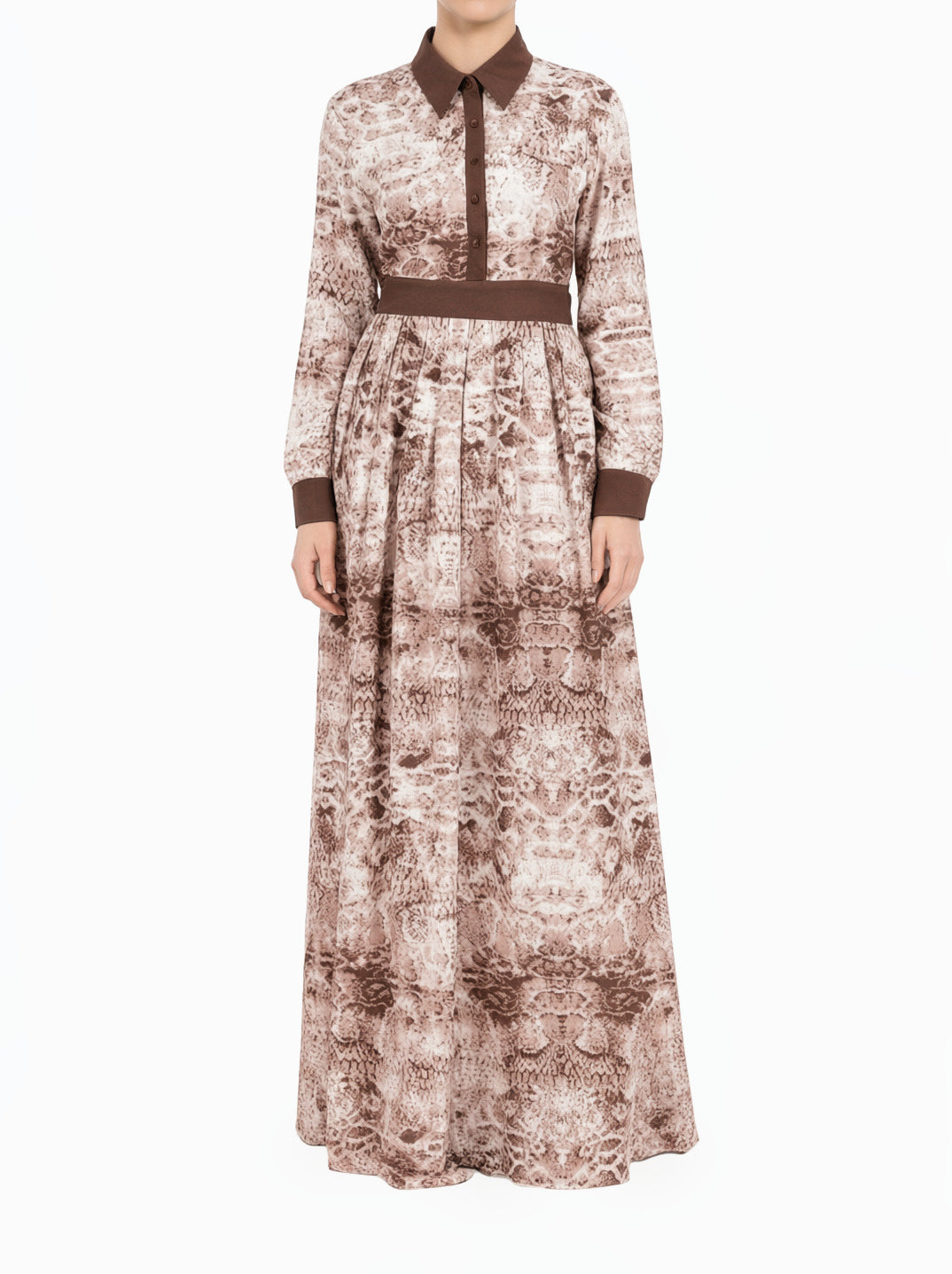 Snake Skin Long Sleeve Modest Maxi Dress