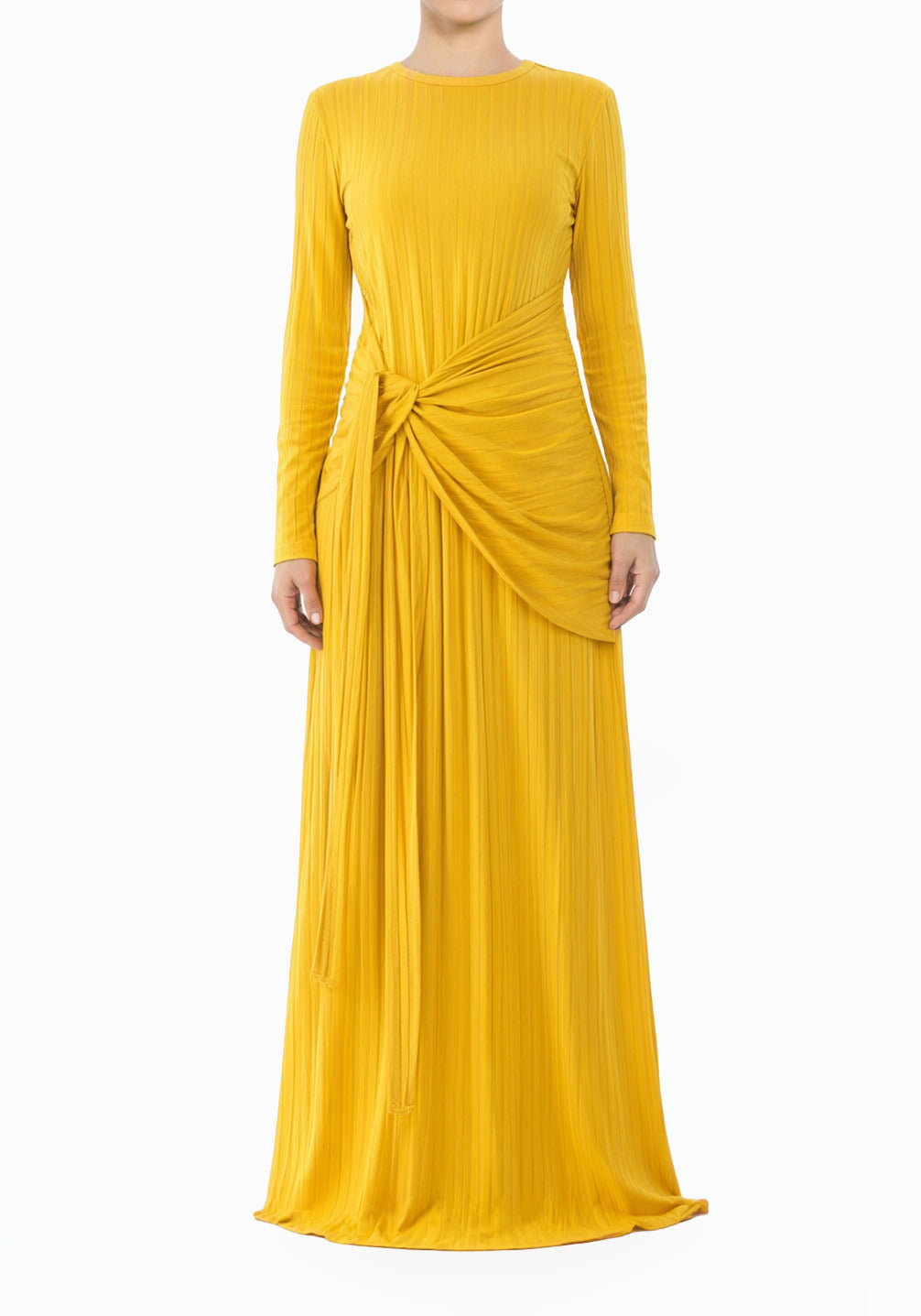 Yellow Soft Ribbed Stunning Modest Maxi Dress
