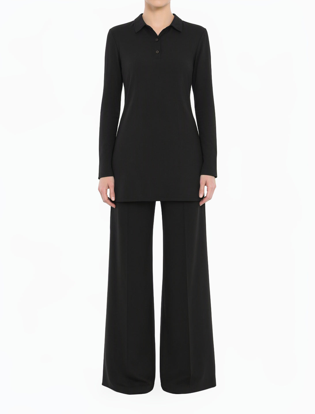 Black Solid Tunic Modest top