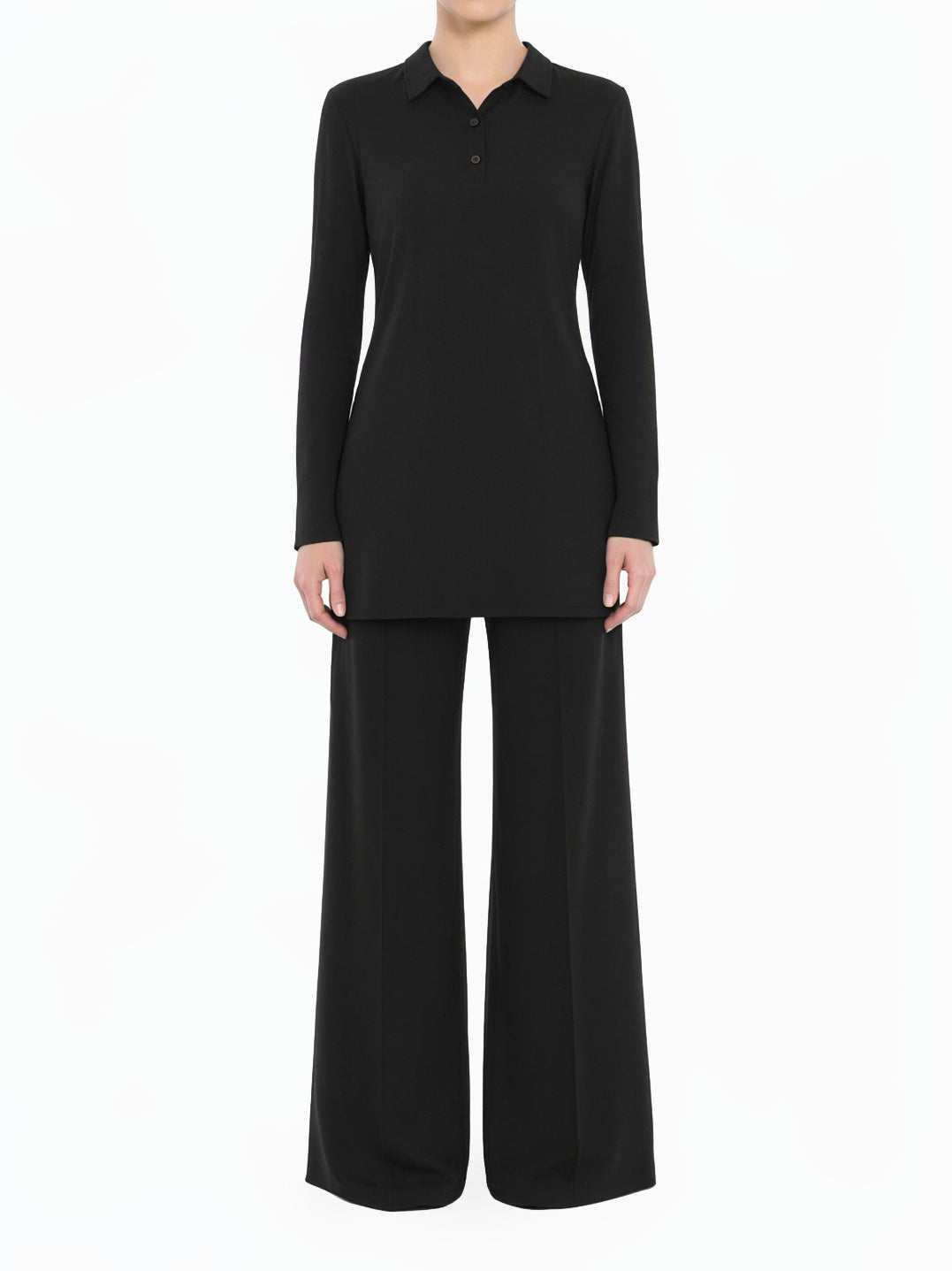 Black Solid Tunic Modest top