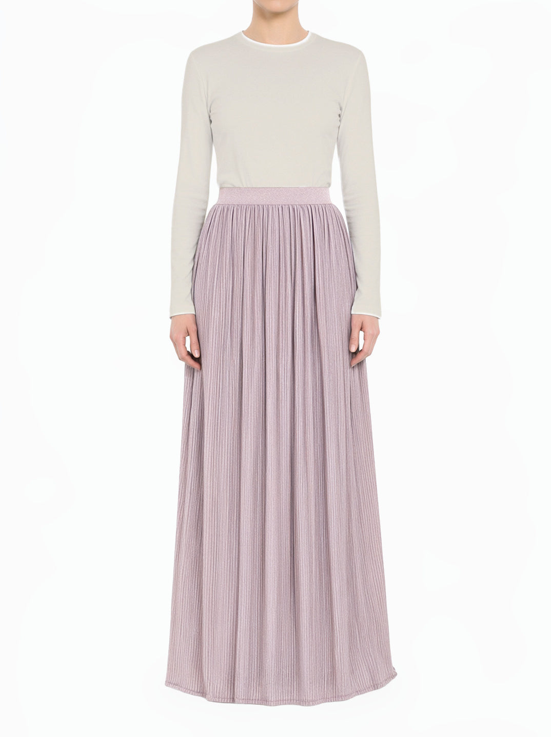 Lilac Gray Sparkle Tulle Modest Maxi Skirt