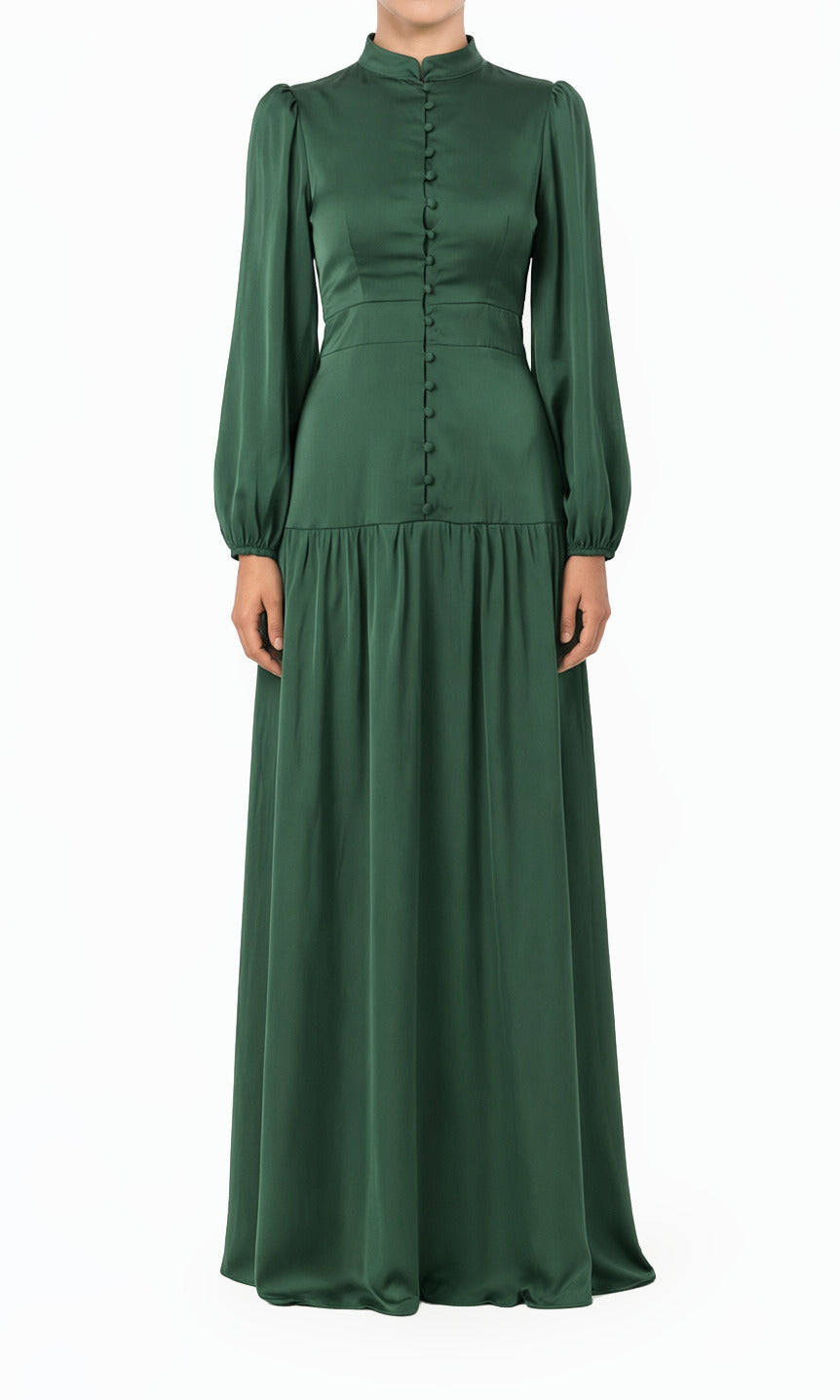 Old Money Paris Satin Modest Maxi Dress
