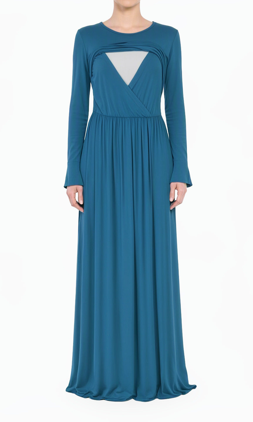 Teal Nursing-Friendly Super Soft Modest Maxi Dress