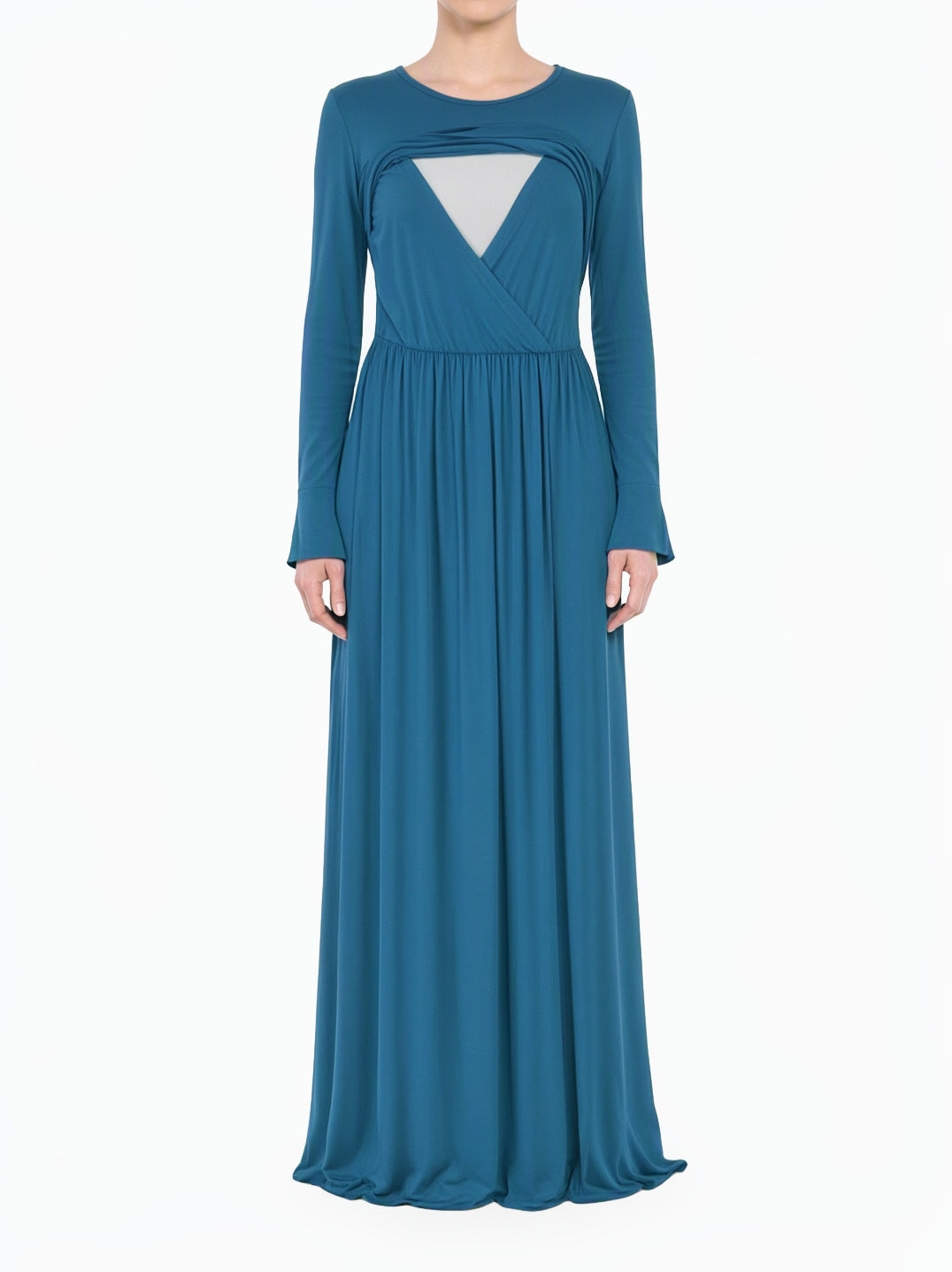 Teal Nursing-Friendly Super Soft Modest Maxi Dress