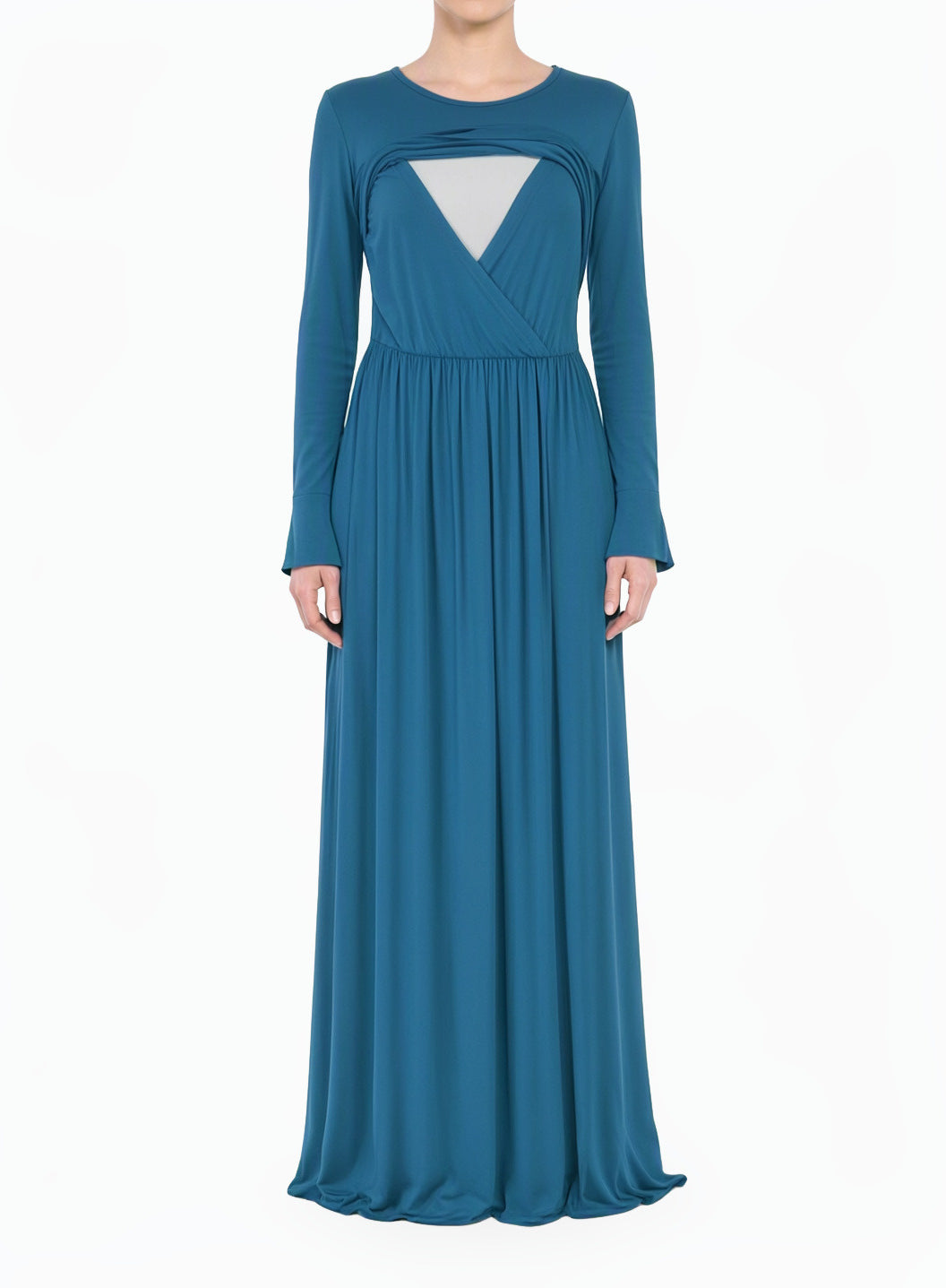 Teal Nursing-Friendly Super Soft Modest Maxi Dress