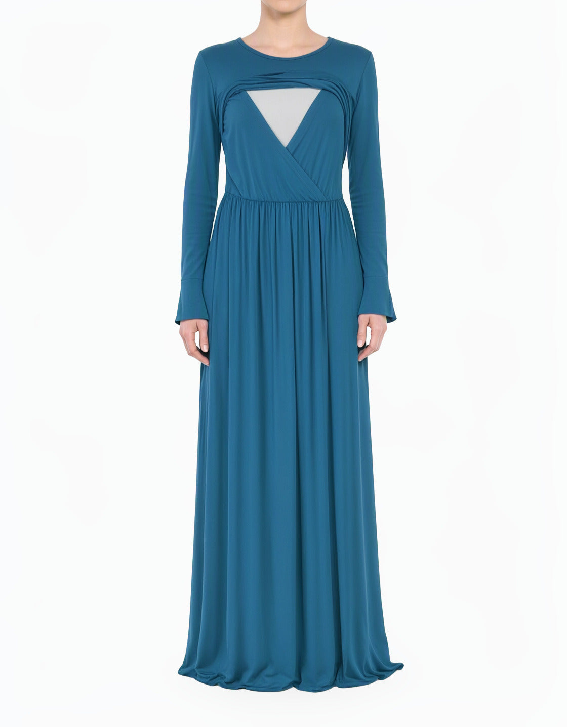 Teal Nursing-Friendly Super Soft Modest Maxi Dress