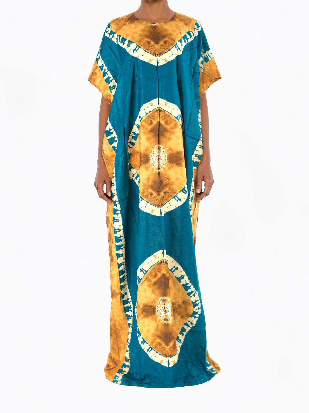 Teal /Tan African Queen Bati Dress