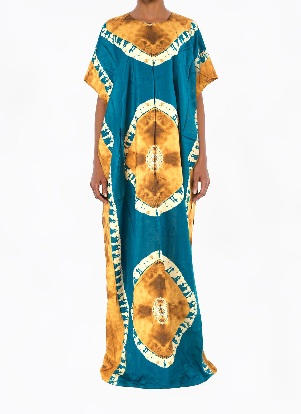 Teal /Tan African Queen Bati Dress