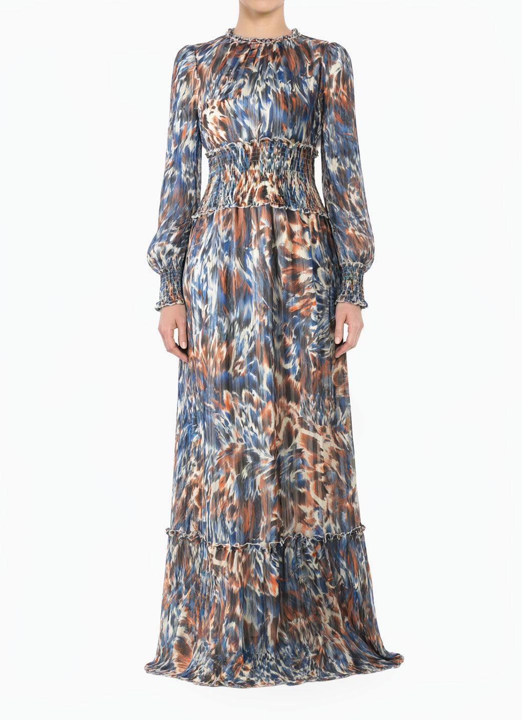 The Contour feathers chiffon maxi dress