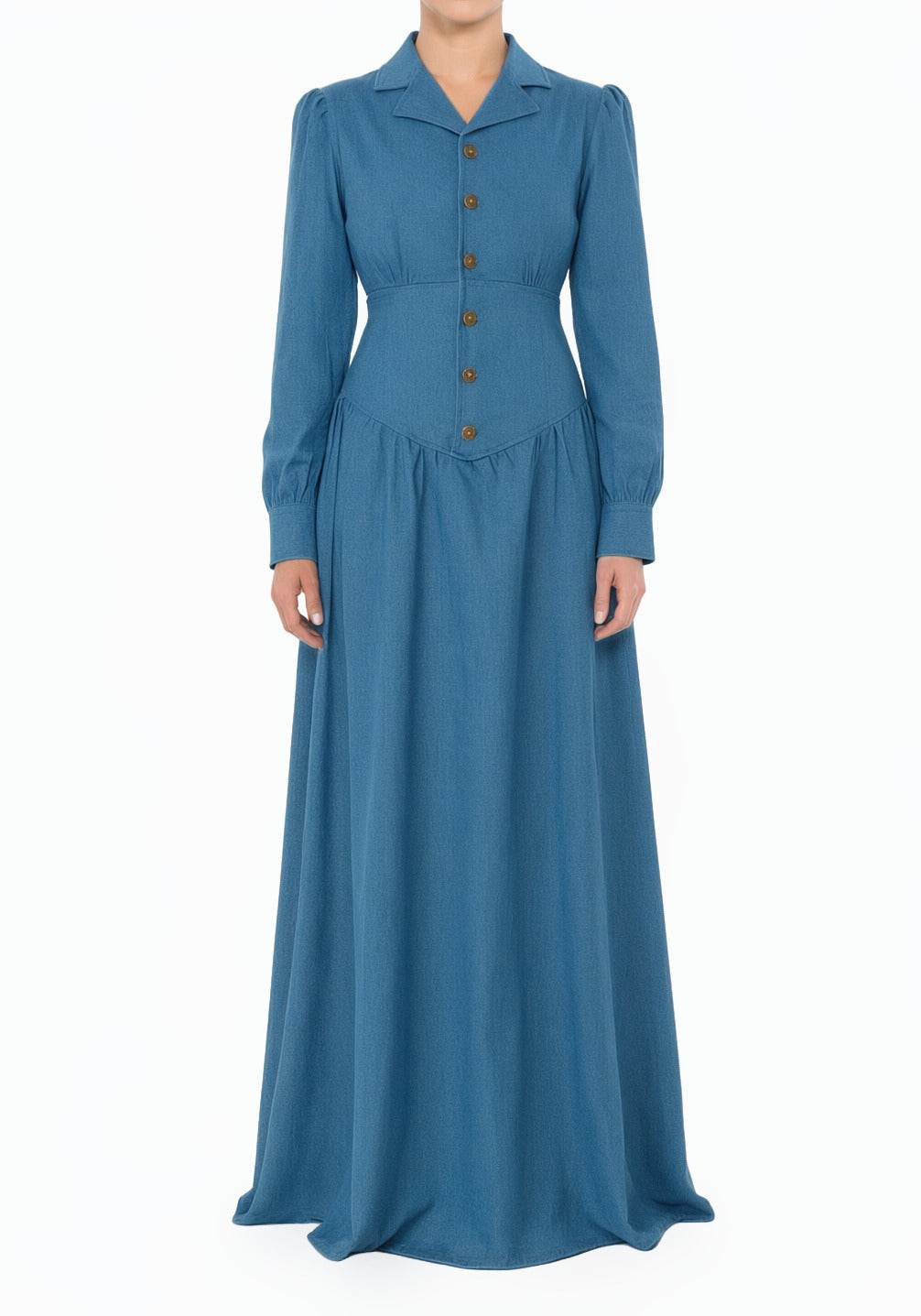 Soft-Wash Vintage Moments Denim Modest Maxi Dress