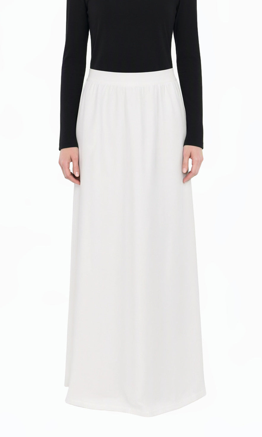 White Classic Modest Maxi Skirt
