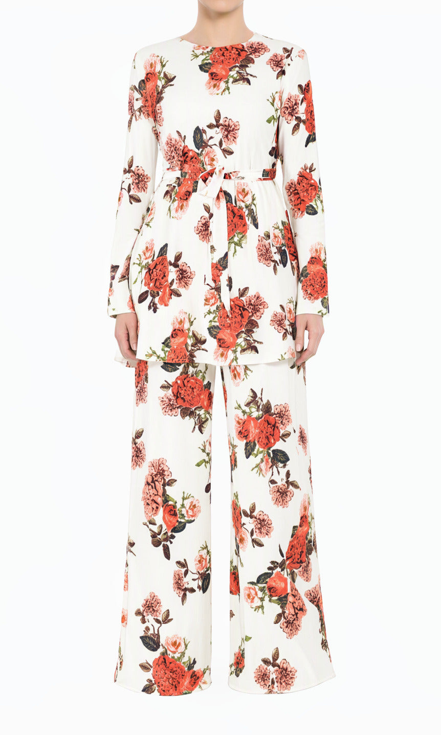 White floral Modest Matching set