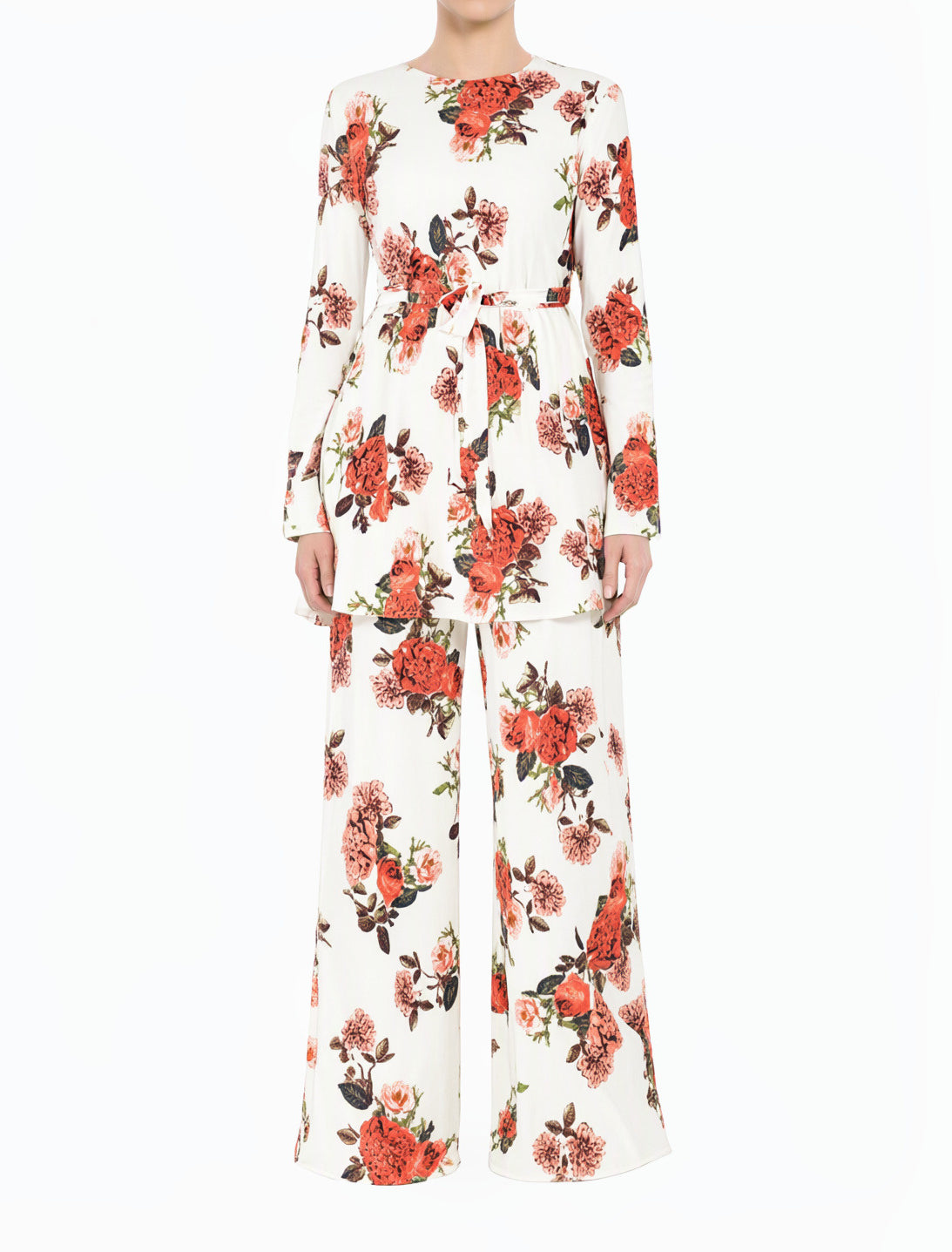 White floral Modest Matching set