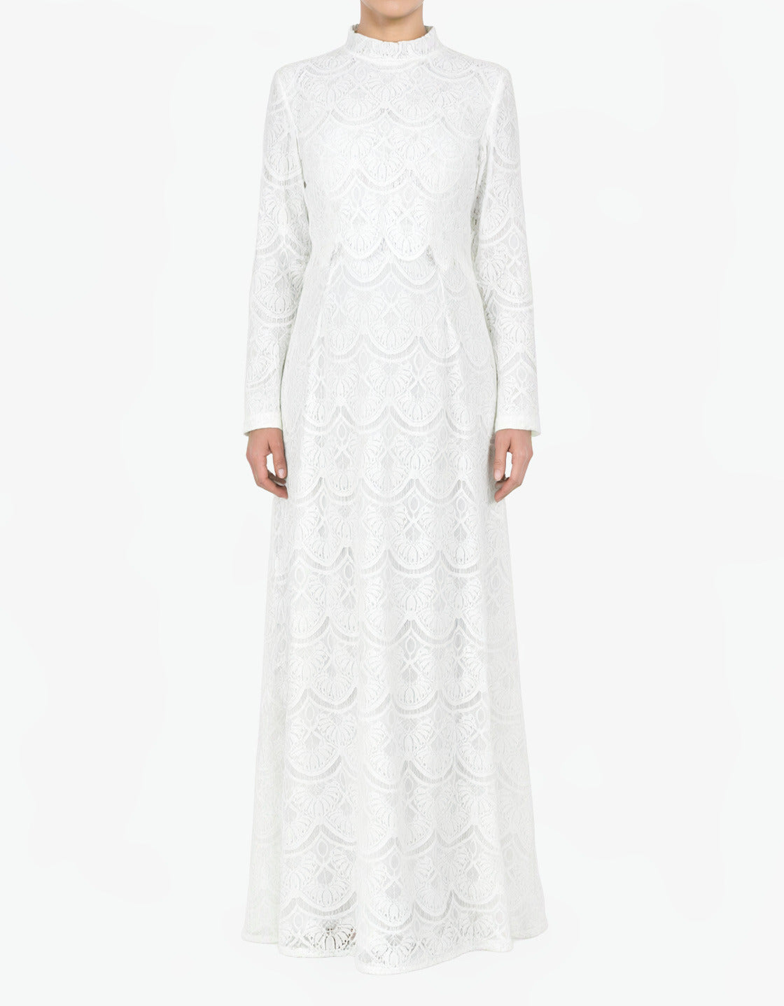 White Giovanna Lace Crop Top Modest Dress